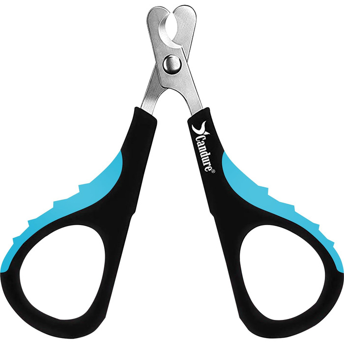 Професійні ножиці для обрізання кігтів собак та котів Candure з пилочкою, нержавіюча сталь, безпечний захист, 15 см, блакитний (XS)
