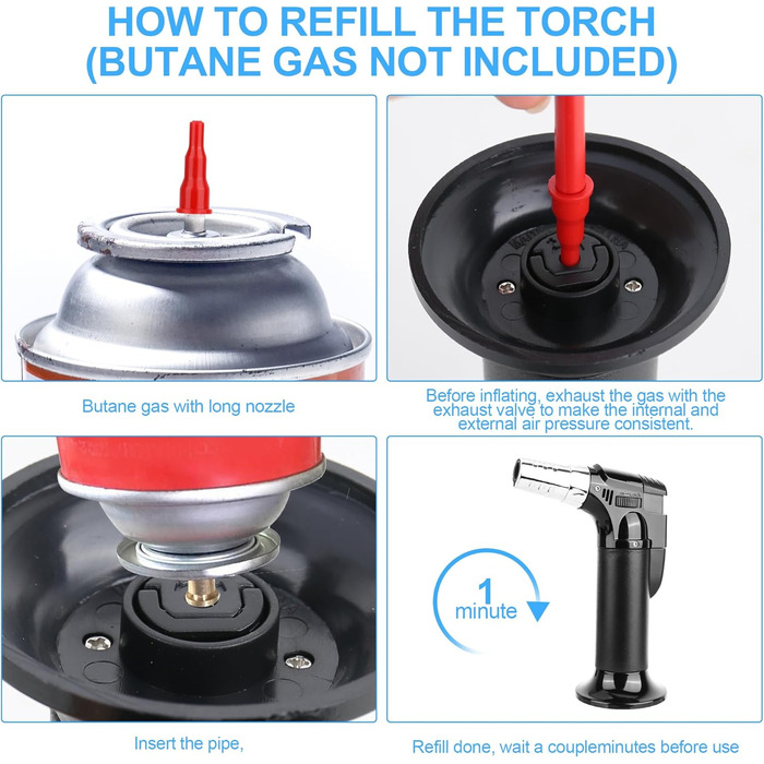 Регульований газовий пальник Flambierbrenner з 3 газовими соплами для кухні, гриля, крему-брюле та паяння. Поповнюваний Bunsenbrenner.