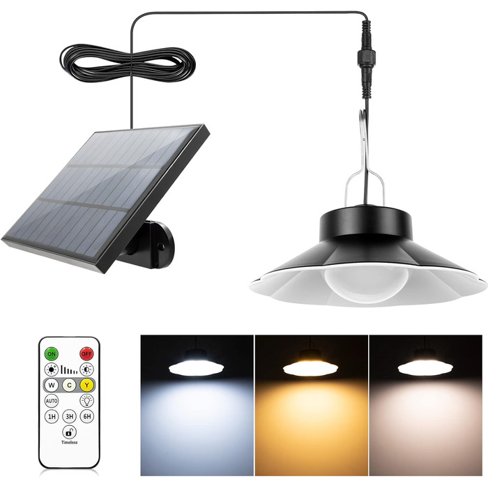 Solar Hanging Lamp, Hanging Solar Lights for Outdoor with Remote Control, 920LM 3 Color Temperature Solar Lamp Outdoor IP65 Waterproof Solar Hanging Lights for Garden, Patio, Balcony, Gazebo