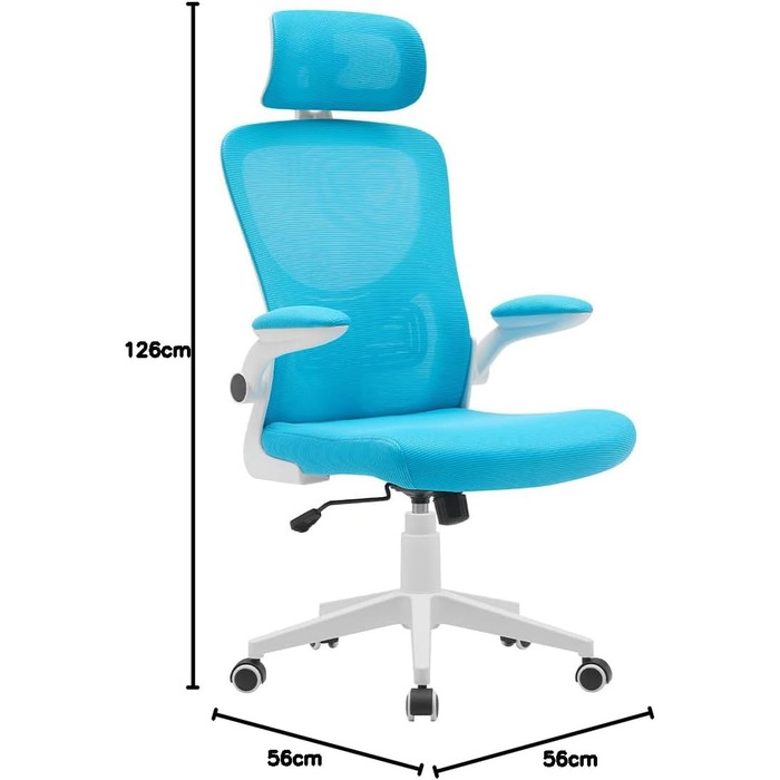 Офісне крісло BAKAJI, нейлон, блакитний (56 x 116-126 см)