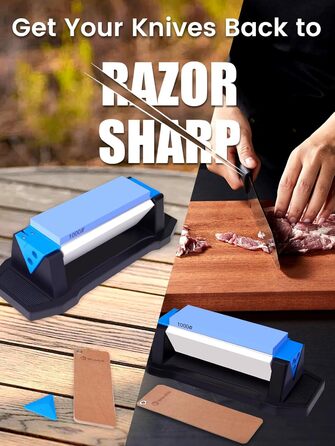 Набір точильних каменів Schleifstein 3-в-1: 400/1000/5000 грит, з підставкою, кутовою направляючою та шкіряним ремінцем для заточування ножів