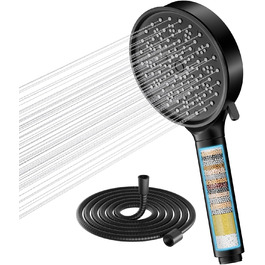 Cobbe Shower Head with Hose, High-Pressure Handheld Shower with 20-Stage Filtration, Water-Saving Shower Head with 6 Spray Modes, Rain Shower Pressure-Boosting and Water-Saving Shower Head for Hard Water
