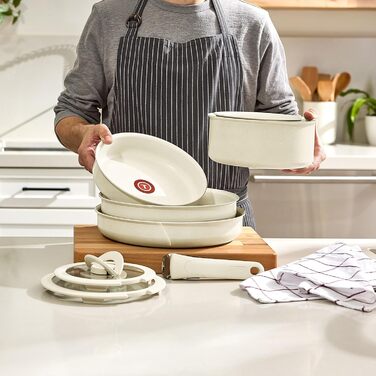 Набір посуду T-FAL Ingenio Essentials 11 предметів, гранітне титанове покриття, антипригарне, для духовки, бежевий