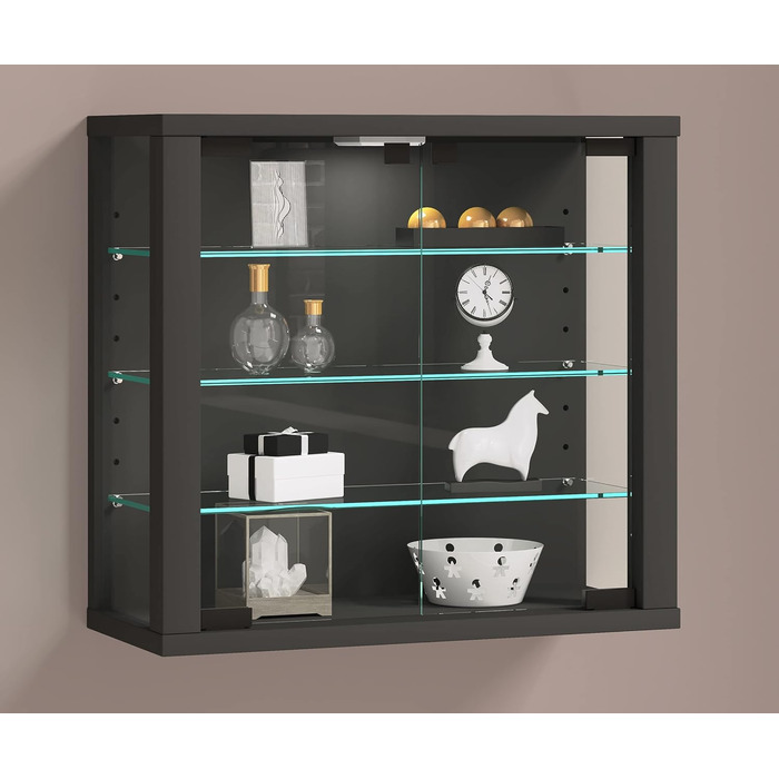 Підвісна вітрина VCM Vitrosa S з ESG-безпечним склом, антрацит, 40x43x18 см, сучасна та компактна