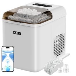 Smart Ice Maker Machine with WiFi Control - 15KG Daily Capacity, Fast Ice Production (9 Cubes in 6 Minutes), Self-Cleaning, 2 Ice Sizes for Kitchen, Office, Bar, Party, RV (White)