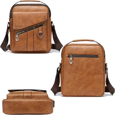 Чоловіча сумка через плече ANPTER: шкіряна сумка-месенджер, сумка на пояс, сумка через тіло, вінтажний стиль, коричнева