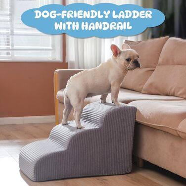 Сходинки для собак та котів на ліжко - 4 сходинки, неслизькі, знімні, миючі, для дому та авто (H: 50,8 см, сірий)