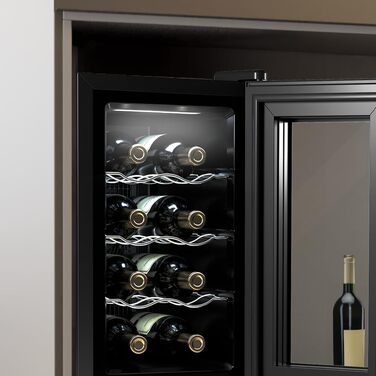 Cecotec Bolero Grandsommelier 830 Coolcrystal 8-Bottle Wine Refrigerator - Thermoelectric Cooling, Adjustable Temperature (8-18°C), Touch Control, LED Interior, Eco-Friendly Gas