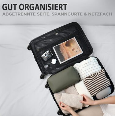 Набір валіз FERGÉ Milano 5-в-1: 3 розміри + сумочка для косметики + сумка для подорожей. Легкі валізи на 4 колесах, бежево-коричневий колір