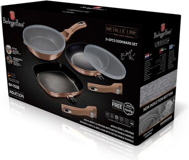 Набір сковорідок Berlinger Haus Metallic Line Rose Gold Edition (5 шт.) з знімним ручками