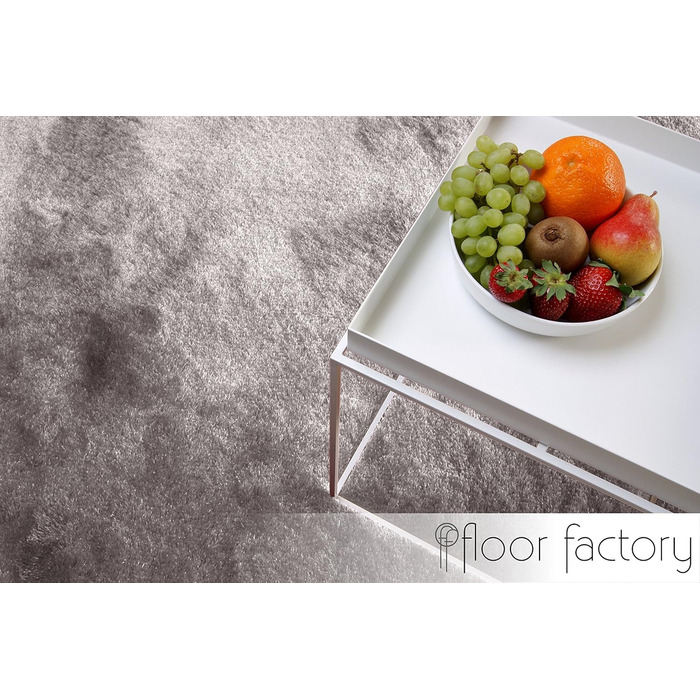 Шкіряний килим Floor Factory з високим ворсом Шэггі, Сатин / Кремовий, 140x200 см - елегантний, з шовковистим блиском