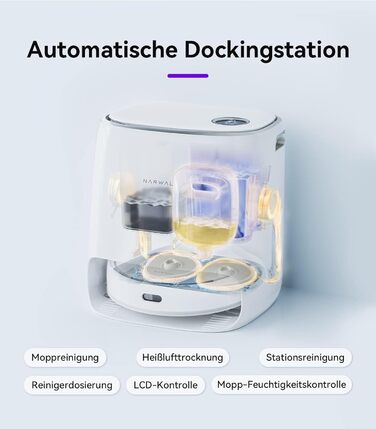 Робот-пилосос NARWAL з функцією миття, 8000Pa, 8N, станція самоочищення 3.5L, LDS-лазерна навігація, керування через додаток, для килима/шерсті домашніх тварин