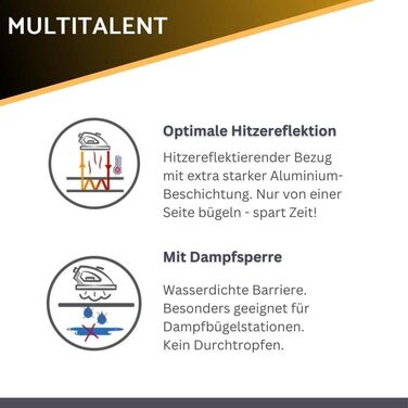 Чохол для прасувальної дошки 120x40 см - бавовна 100%, підходить для прасування з парою, екстра товста підкладка + фіксатор та натягувач (сірий/горошок, килимок для прасування)