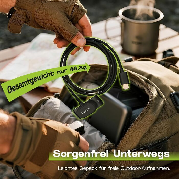 Зарядний пристрій для GoPro Hero 13 Black — 3-канальний заряд для акумуляторів з швидкою зарядкою, USB-C кабель. Сумісний з GoPro Hero 13 Black, оригінальний акумулятор (без акумулятора). Для Hero 9-13