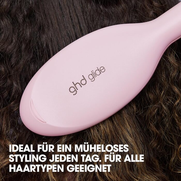 Випрямляч для волосся ghd glide: щітка-випрямляч для гладкого та блискучого волосся, випрямляє та укладає сухе волосся, без пуху, для всіх типів волосся, без екстремального пошкодження тепла (Pink Sorbet)