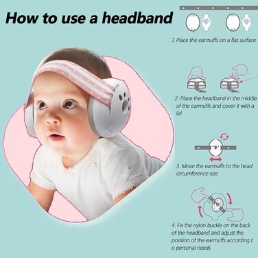 Дитячий навушник-захист від шуму 2-в-1, регульовані навушники, захист від шуму до 48 місяців, капсульний захист для новонароджених, рожевий