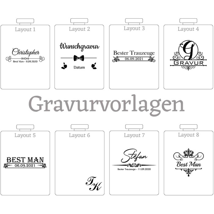 Гравійований фляготримач у шкіряній обкладинці з 2 чашами та воронкою в подарунковій коробці