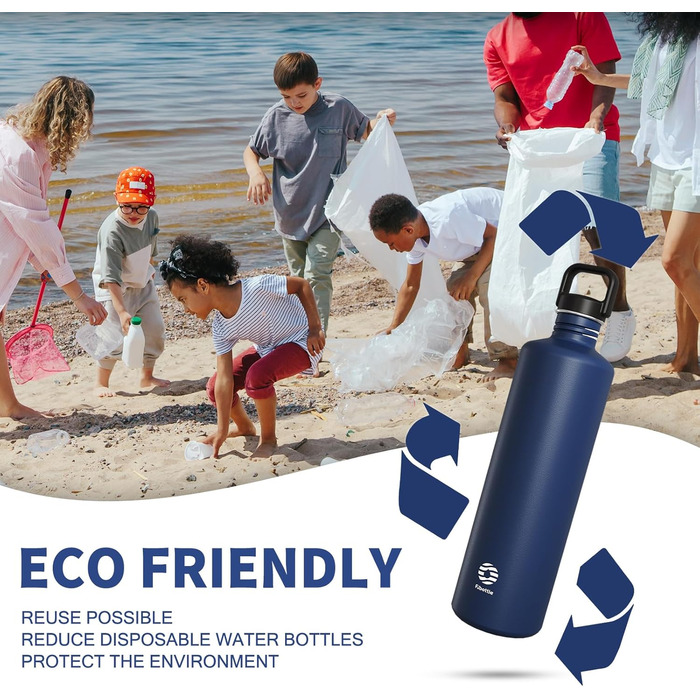 2L Stainless Steel Water Bottle | 2 Liter Single-Wall Water Canteen | Eco-Friendly Reusable Bottle | Plastic-Free and Leak-Proof Metal Water Bottle | 2l Eco Drinking Bottle, Green (Dark Blue)