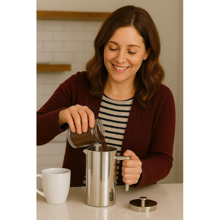 Френч-прес VIA CREMA зі скла та нержавіючої сталі, 800/1000 мл