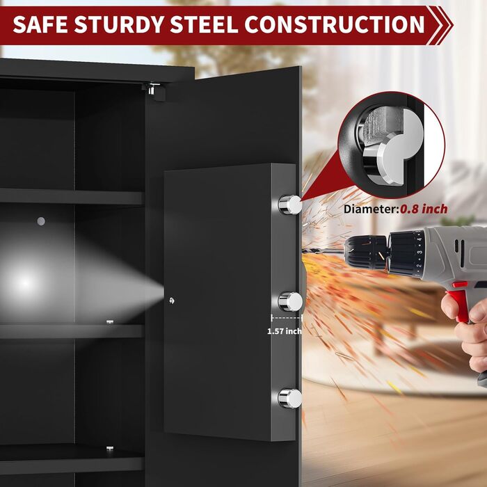 KABISAFE 45L: сейф для дому з електронним замком та ключем, для зберігання грошей, ліків та документів