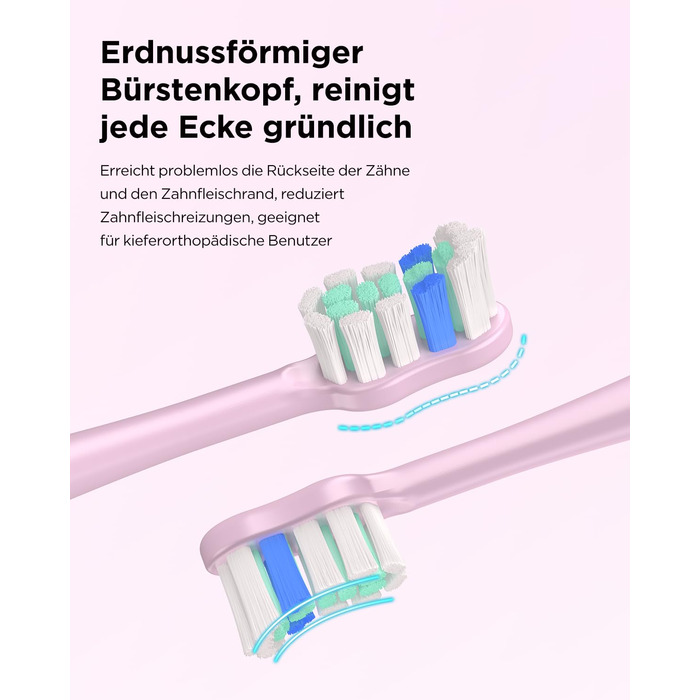 Електрична звукова зубна щітка для дорослих та дітей, 5 режимів чищення, 3 рівні інтенсивності, таймер, 8 насадок, чохол для подорожей, чорний (1 шт.)