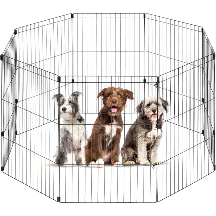 Клітка для собак IRIS OHYAMA 91.4 см, 8-панельна, для собак середніх та великих порід, портативна, чорна