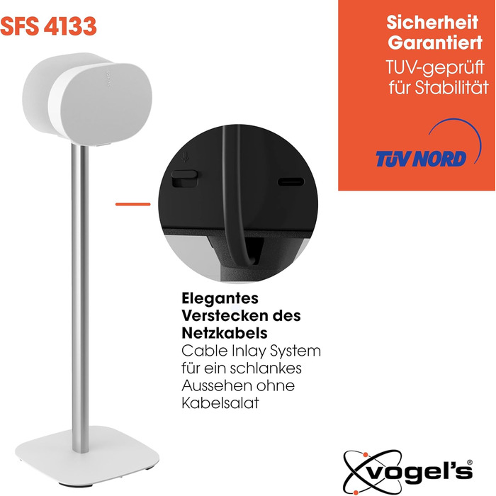 Стійка Vogel's SFS 4113 для Sonos ERA 100: надійна та стильна | Білий колір | З прихованням кабелів | Сертифікат TÜV