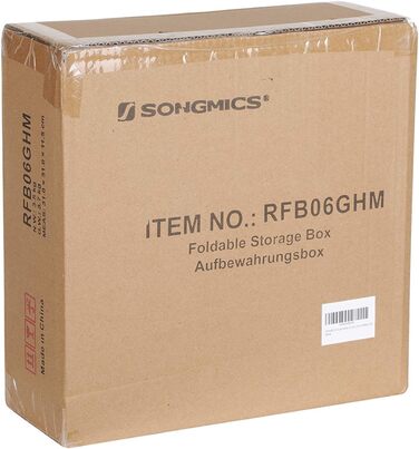 SONGMICS Storage Box, 6 Pack, Folding Box, Foldable Organizer, with Finger Hole, 30 x 30 x 30 cm, RFB02H-3 (Grey+ Black+ Beige)