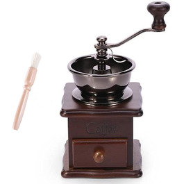 Ручна кавомолка A + kitchen Vintage стиль з керамічним жорном, коричнева, 20 x 9,5 x 16,5 см