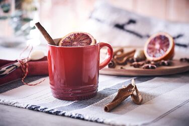 Le Creuset 4-Piece Stoneware Mug Set, 350 ml each, Cherry Red, 79113350600000