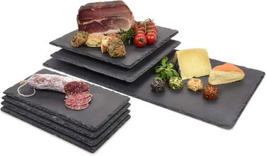 Singer | Slate Serving Tray, 7-Piece Set, Cheese and Snack Serving Tray, Slate Serving Tray, Chalkboard Slate, Decorative Tray, Slate Board in Multiple Sizes, Tray | Anthracite