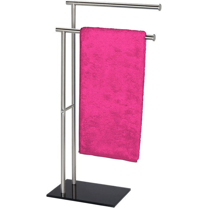 Підставка для рушників WENKO Lima, підлого типу, з полицями, з нержавіючої сталі, 41 x 79 x 20 см, срібно-чорний матовий