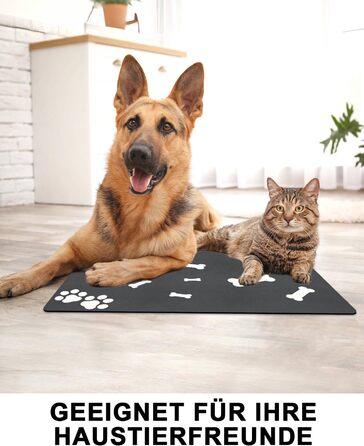 Нековзна килимок під миску для собак та котів, 40x60 см, чорний, швидковисихаючий, легко миється