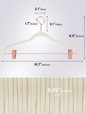 Набір вешалок для одягу HOUSE DAY, 20 шт, з кліпсами, ультратонкі, антиковзні, для штанів, економія місця (слонова кістка)