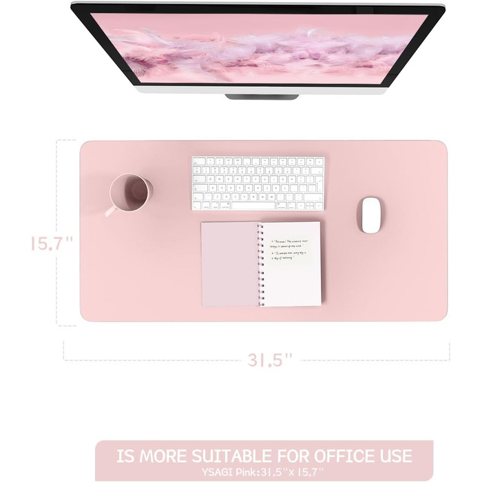Підкладка під мишу YSAGi, 80x40 см, рожева, з антиковзким покриттям, для офісу та дому