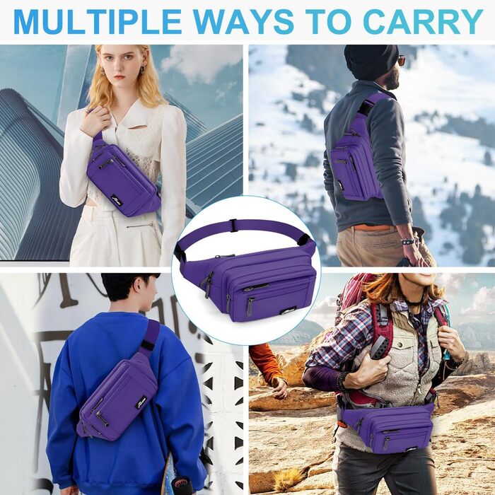 Гірчатка на пояс для жінок та чоловіків, водонепроникна, з тримачем для пляшки, універсальна, для піших прогулянок, вигулу собак, активного відпочинку (A-лілова)