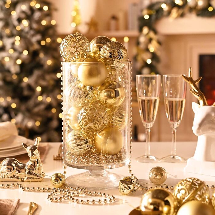 100 шт. новорічні кулі Valery Madelyn (золоті) з подарунковим набором – прикраси для ялинки