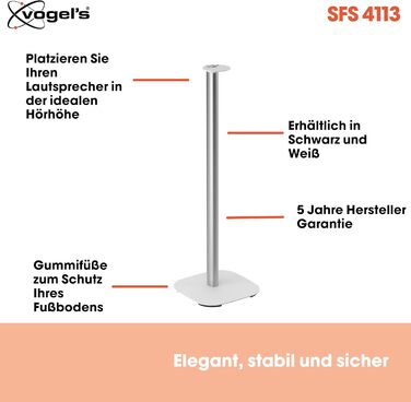 Підставка Vogel's SFS 4113 для Sonos ERA 100: надійна та стильна | Білий колір | З кабелепроводом, TÜV-сертифікована