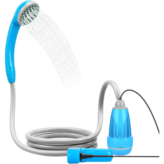 LIBERRWAY Camping Shower Battery Powered Camping Shower Outdoor with Shower Hose and Rechargeable Battery Water Pump for Garden, Travel, and Car Washing