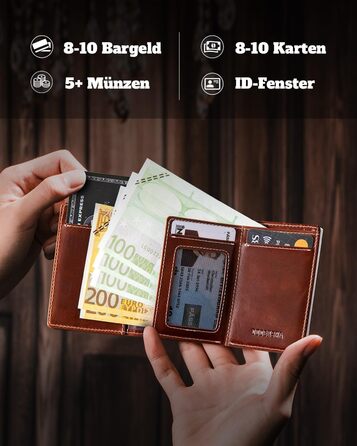 Портмоне чоловіче DODENSHA MagSnap Slim з монетницею, RFID захистом, для 10+ карток, чорно-червоний (Yl-braunsilber)
