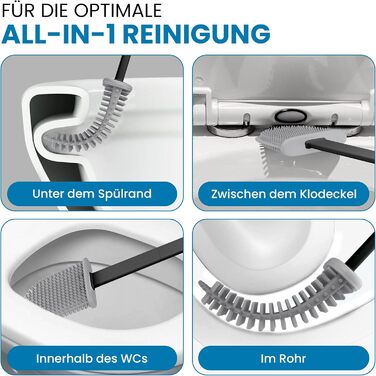 Силіконова щітка для унітазу - набір для ванної кімнати, настінне кріплення, гігієнічна, чорна, біла, сіра