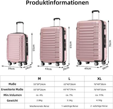 Чохол-валіза Beibye для подорожей, набір (кофе, рожеве золото)