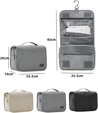 Чоловіча та жіноча сумка-органайзер для косметики та туалетних аксесуарів - велика дорожня сумка для підвішування, бежевого кольору (сірий відтінок)