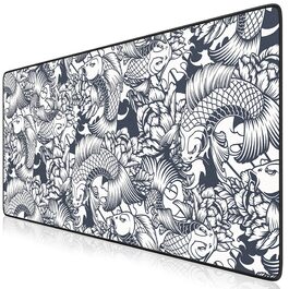 Ігровий килимок для миші TITANWOLF XXL Speed Gaming Mousepad, 900x400мм, чорний, дизайн Koi — великий килимок на весь стіл для підвищення точності та швидкості