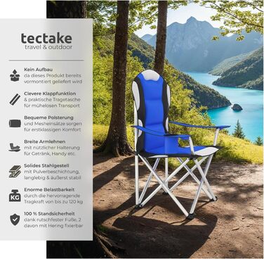 Складний стілець для кемпінгу та відпочинку Tectake® з підстаканником, сірий (1 шт.)