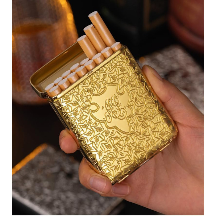 Електронне запальничкове кейс для сигарет (84 мм) на 16 сигарет, золотий
