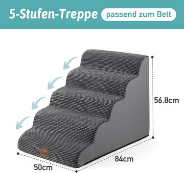 Широка сходинка для собак, маленька сходинка для домашніх тварин з нековзким покриттям (Чорний та Білий), Чорний та Білий (Чорний та Сірий, 5.0, 83x50x57 см)