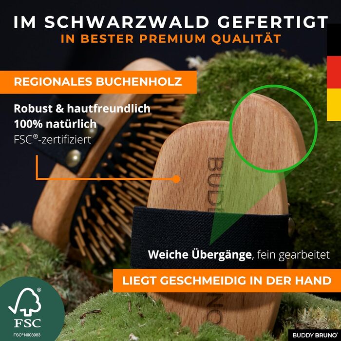 Щітка для собак з довгим волоссям для видалення підшерстка - 100% натуральна щетина, Made in Germany. М'яка щітка для розплутування та вирівнювання шерсті без вискубування - масивний дерев'яний ручка з сертифікацією FSC® + додатковий засіб для чищення щіт