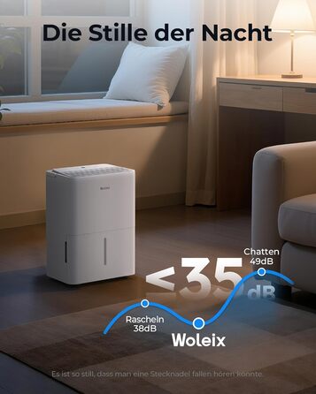 Електричний осушувач повітря 12L з фільтром та шлангом для дому, 4 режими, 35dB, гарантія 10 років