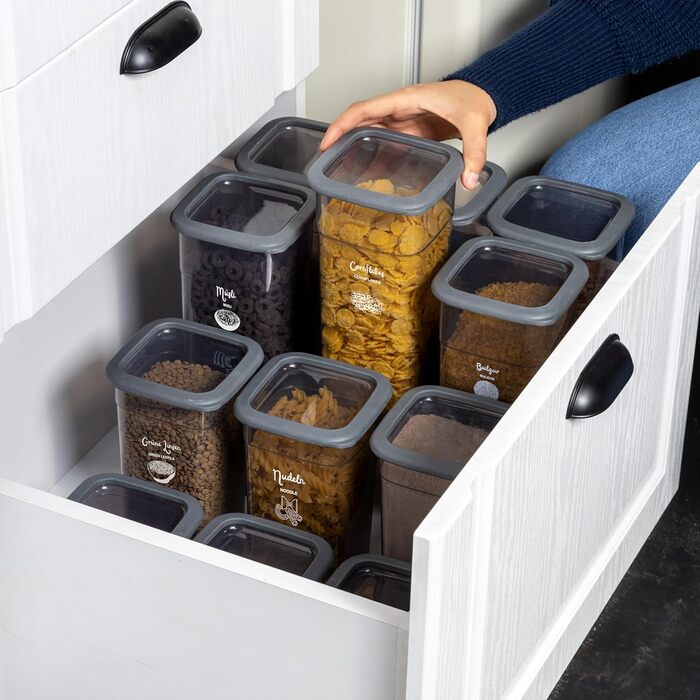 Airtight Food Storage Containers with Lids, Set of 24 Storage Containers, Kitchen Organizer Boxes, BPA Free, Kitchen Storage & Organization for Cornflakes, Flour, Cereal